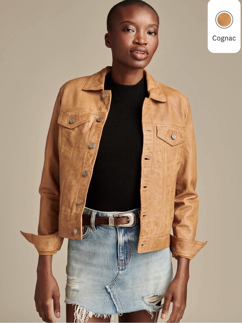 Lucky Brand Women’s Lamb Leather Trucker Jacket